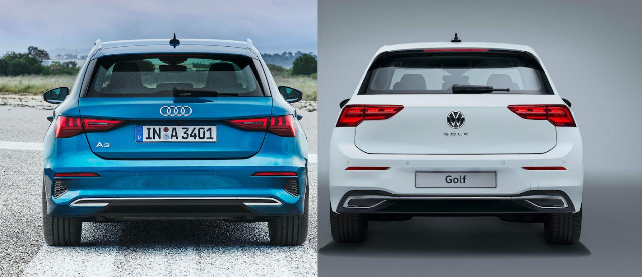 新型アウディA3と新型VWゴルフ８を比べたら、どっちが大きい？ どっち